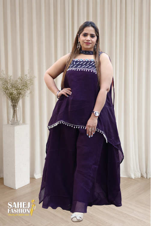 Indo Western Chiffon Dress - Image 4